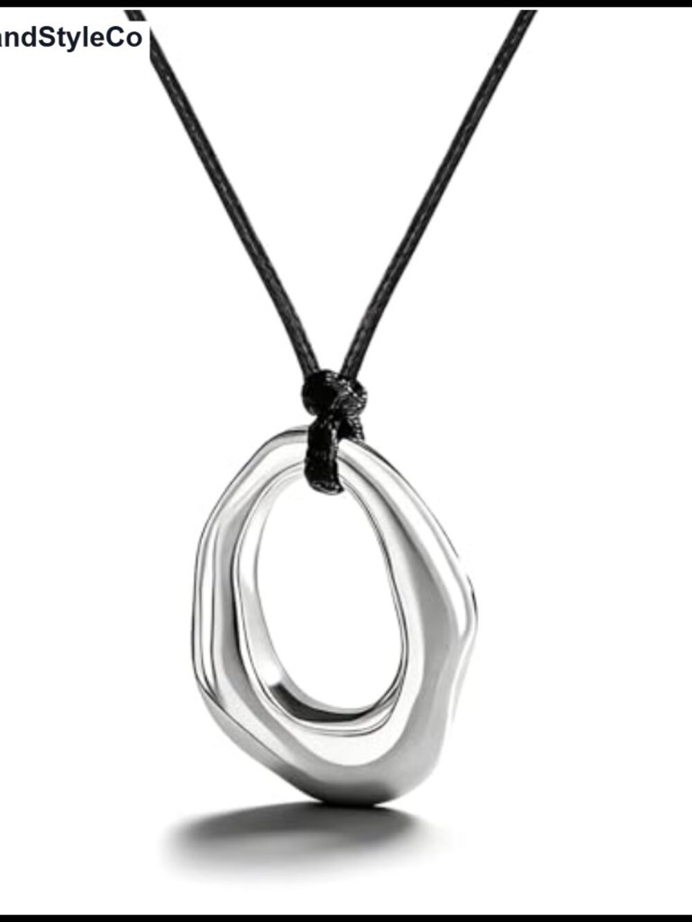 Silver Pendant Necklace Oval Charm Lightweight Statement Jewelry for Women